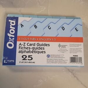 Oxford A-Z 5x7" Blue Card Guides 1/5 Cut Tabs